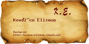 Kovács Elizeus névjegykártya